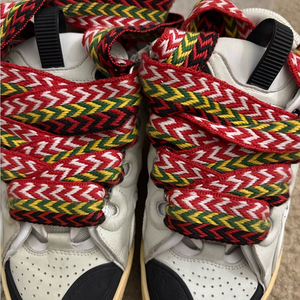 Lanvin White Sneakers with Multicolor Laces